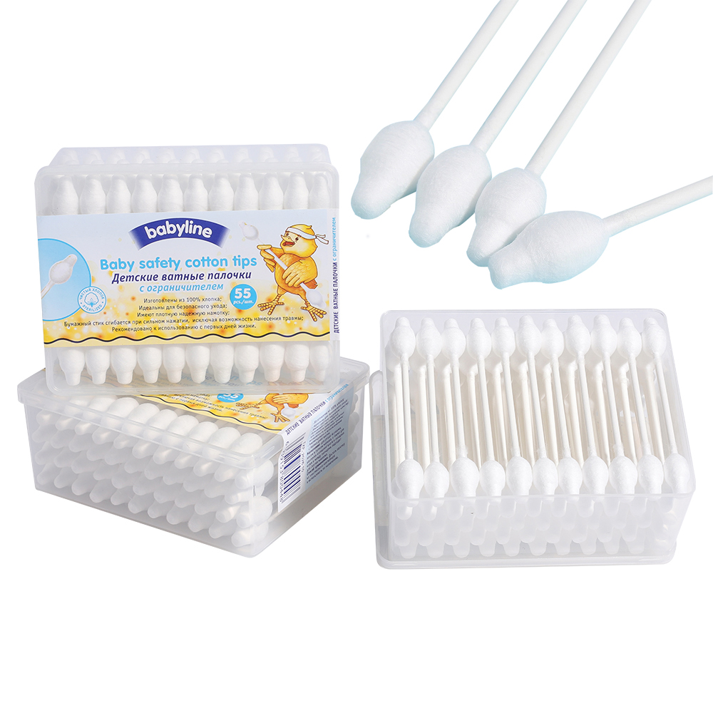 112 Cotons-tiges Extra Doux Pour Bébé – Têtes En Coton Grosses, Manche En Bambou – Sécurité Pour Nombril Et Oreilles