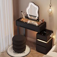 Meuble de chambre à coucher au design minimaliste contemporain français, coiffeuse en bois massif avec miroir éclairé, vente en gros
