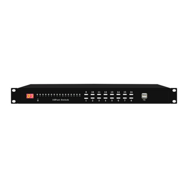 Rack-Mounted 4K 30Hz HDMI KVM Switcher LED KVM Console 16 Port Keyboard and Mouse Switch Box