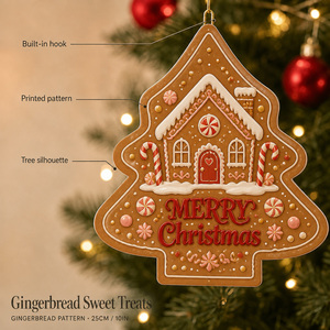 Adorno Colgante para Árbol de Navidad, Hombre de Jengibre en 2D, Pintura Plana, Colgante de Hierro para Decoración de Puerta, Ventana o Árbol de Navidad, Personalizado - Product Image 2