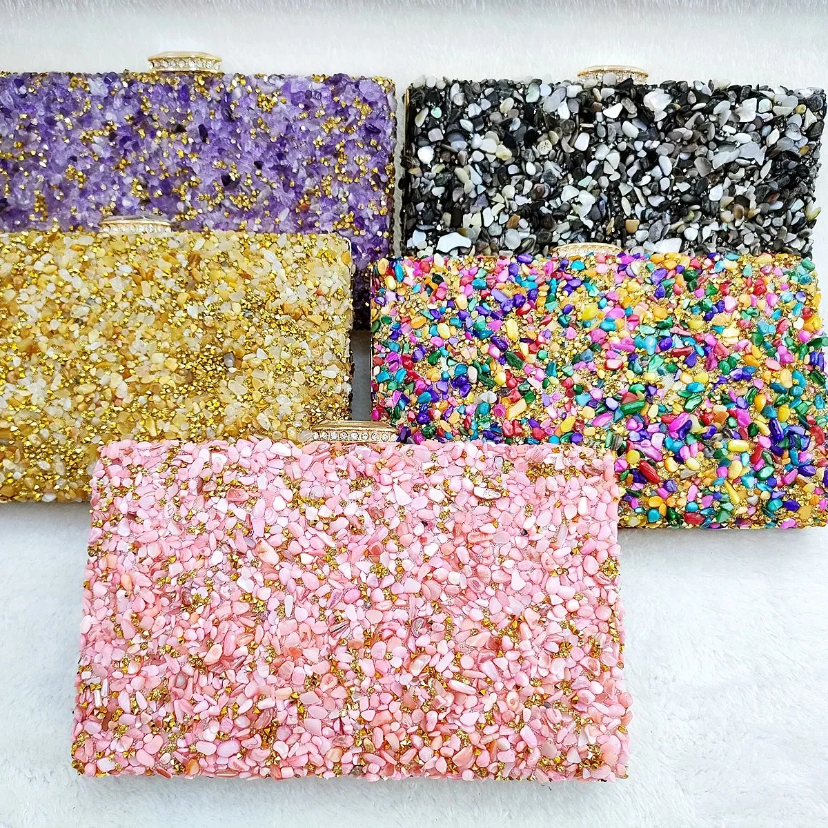 Pochette con pietre multicolori borse da sera per borse da festa da donna borse da sera con strass per cena formale in cristallo