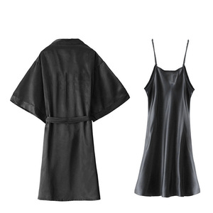 T-268 Vestaglie da Sposa e Damigella d'Onore per Donna, Vestaglie Corte di Seta, Accappatoi di Raso per <span class=keywords><strong>Matrimonio</strong></span>, Set da 2 Pezzi - Product Image 2