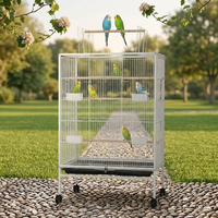 Grande cage à oiseaux en métal avec support roulant, cage à perroquets d'intérieur/extérieur avec perchoirs, mangeoires, plateau amovible, volière robuste pour animaux de compagnie