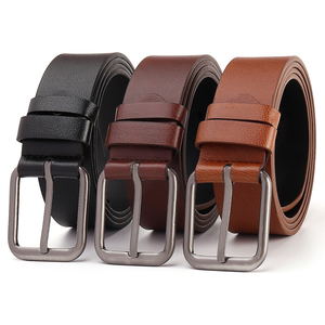حزام رجالي غربي عالي الجودة بإبزيم حديدي، حزام جلد صناعي مطبوع ومنقوش للرجال - Product Image 1
