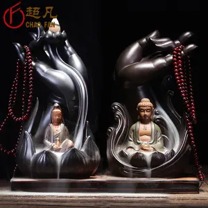 부처님의 손 Guanyin Rulai 뒤로 향 버너 세라믹 공예 자리 장식 불교 용품