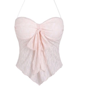 <span class=keywords><strong>Abbigliamento</strong></span> Estivo da <span class=keywords><strong>Donna</strong></span> in Stile Europeo e Americano: Top Halter <span class=keywords><strong>Sexy</strong></span> con Fiocco, in Pizzo Traforato e Asimmetrico - Product Image 5