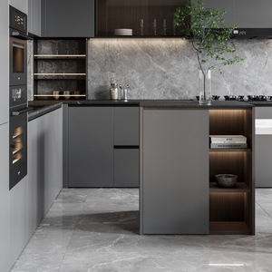 Gabinete de Cocina Personalizado de Madera Maciza y Acero Inoxidable, Diseño Moderno de Lujo, Tamaño y Color Personalizables - Product Image 3