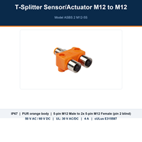Répartiteur en Y M12-5S M12 ASBS 2 d'origine Lumberg, capteur-actuateur IP67, 5 broches mâle vers 2x 5 pôles femelle PUR Orange en stock
