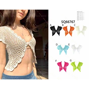 Copricostume HDJ in maglia all'uncinetto, corto, senza maniche, scollo a V profondo, traforato, aderente, per mare e spiaggia, taglie M L XL, colori Nero, Teal, Rosso Vino - Product Image 2