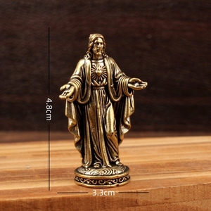 Juego de Jesús y la Virgen María en Latón Vintage - Decoración Religiosa Hecha a Mano para el Hogar OEM - Product Image 2