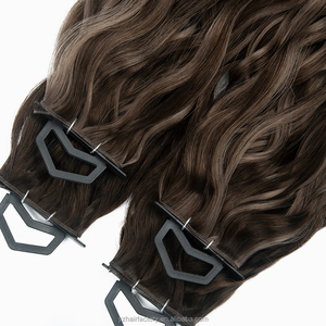 Extensions de cheveux humains vierges russes en gros, tissage Genius bouclé, extensions de cheveux invisibles, double trame, cheveux Remy bouclés Genius Weft - Product Image 1