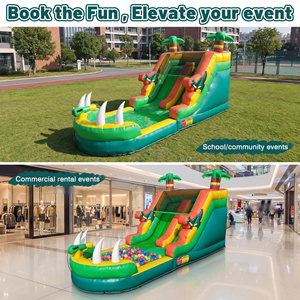 Tobogán Acuático Inflable de PVC de Grado Comercial, Tobogán Inflable de Doble Carril para Jardín con Piscina Sellada, Ideal para Alquiler en Eventos - Product Image 2
