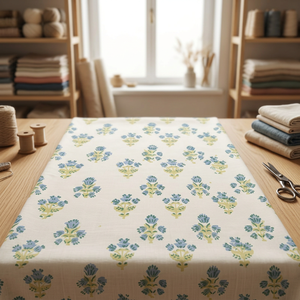 Tela de Algodón Estampada a Mano, Tela de Algodón Suave Blanca para Confección de Vestidos, Tela de Algodón Transpirable para Textiles del Hogar, Tela de Algodón de Peso Medio - Product Image 2