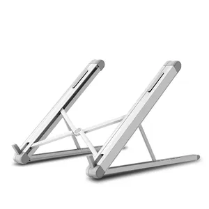 Suporte de mesa de mesa de metal dobrável, suporte ajustável de madeira para laptop, mesa portátil de alumínio para computador, ideal para cama