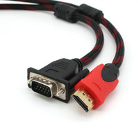 Câble HDMI vers VGA de 1,5 m, HDMI mâle vers VGA 15 broches mâle, plaqué or, câble HD avec gaine en PVC pour PC portable et utilisation HDTV