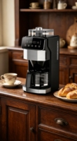 Cafetera Eléctrica Anbolife de 1050W con Molinillo, Acero Inoxidable, Programable 24H, Pantalla Táctil, Función Mantener Caliente, para Hogar y Cocina