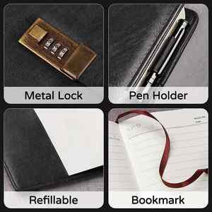 Diario Personalizado Emed A5, Tapa Dura de Cuero, Encuadernación Térmica, 100 Hojas, Cuaderno con Contraseña, Libreta Retro - Product Image 3