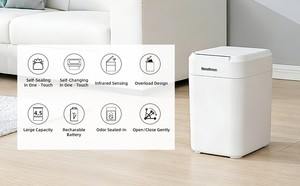 Cubo de basura rectangular inteligente para interiores, automático, con sensor eléctrico, de 17L, ABS, autosellante, con cambio de bolsa de basura, sin contacto. - Product Image 6