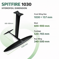 Aile hydrofoil GY Spitfire 1030 en fibre de carbone et aluminium pour le surf, le SUP, le kitesurf et les sports nautiques