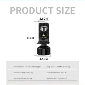 Lampu depan led sepeda motor, bola lampu Laser Led lensa proyektor H4 T9 Y6 Y7 Y8