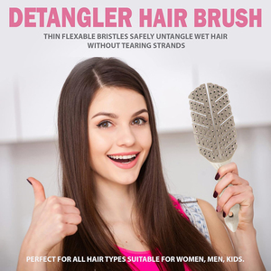 Brosse démêlante en nylon à logo personnalisé, en paille <span class=keywords><strong>de</strong></span> blé écologique, en forme <span class=keywords><strong>de</strong></span> feuille, pour cheveux secs et mouillés, séchage rapide, avec ventilation, pour la douche - Product Image 6