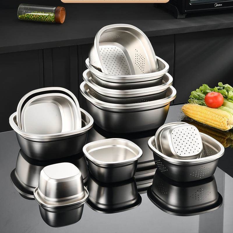 Five-piece set with solid pots [14 x 16 x 18 x 20 x 22 cm]