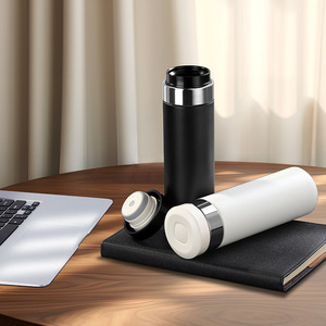 Stainless Steel Insulated Tumbler 20oz With <b>Tea</b> Strainer Travel Mug White Black Straight Cup For Office Home Vehicle - Product Image 4