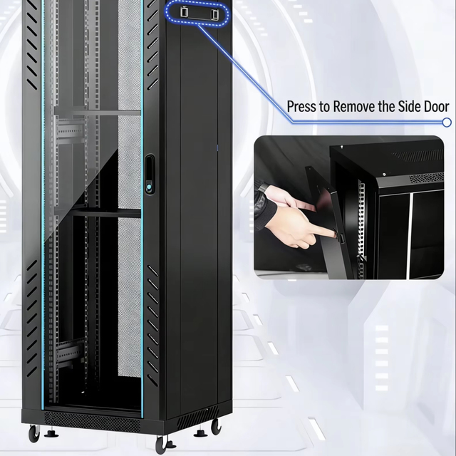 19 Inch 1.6m 1640*600*800mm Deep Floor Standing Server Cabinet SPCC Cold-rolled Steel Plate Material Data Center Network Cabinet