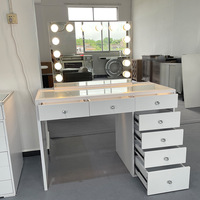 Coiffeuse moderne à ampoule de studio en acier inoxydable avec tiroirs de salon et de chambre à coucher au design intégré Armoire à maquillage