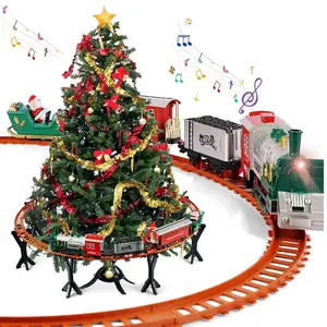 قطار الكريسمس الكهربائي، قطار لعبة يُزين حول الأشجار، مسار قطار لعبة موسيقي للأطفال