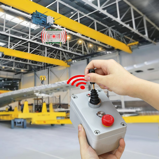 Industrial Wireless Remote Control Switch Joystick Controller IP65 Waterproof 100m Range 4-Button for Lifting Machinery & Crane