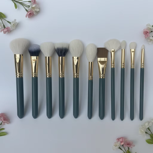 Luxury 11pcs Goat Synthetic Hair Makeup Brush Set Copper Ferrule Wood Handle Face Eye Powder <b>Blush</b> Eyeshadow Cosmetic Brushes - Product Image 1