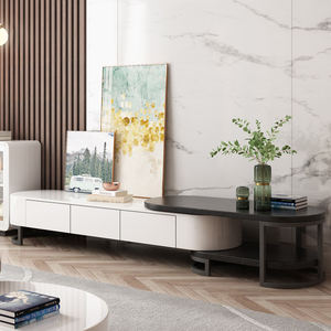 האחרון עיצוב יוקרה להארכה טלוויזיה Stand מודרני סגלגל צורת מוצק עץ סלון טלוויזיה יחידת אחסון קבינט - Product Image 2