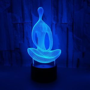 Lampe de nuit LED <span class=keywords><strong>3D</strong></span> en acrylique colorée avec design craquelé, effet stéréoscopique, pour <span class=keywords><strong>cuisine</strong></span>, thème Yoga et Méditation - Product Image 2