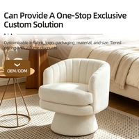 Fauteuil pivotant confortable et personnalisable en tissu peau de mouton, dossier haut, style nordique, pour salon, chambre, bureau, détente