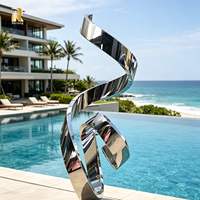 Escultura Moderna de Acero Inoxidable RELONG para Hotel, Villa, Piscina, Paisaje, Arte Público al Aire Libre, Estatua Metálica Personalizada a Gran Escala