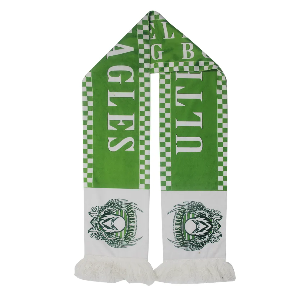 Custom Logo Autumn Woven Jacquard Knitted Fashion Scarf Shawl High Quality Green White Men Women Winter Scarf Unisex With Tassel