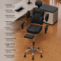 Chaise de bureau de direction à dossier haut avec accoudoirs rembourrés, pivotante, avec appui-tête pour le bureau à domicile