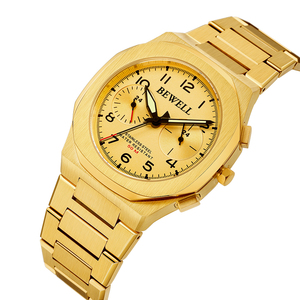 Montre chronographe à quartz personnalisée en acier doré massif pour hommes - Product Image 3
