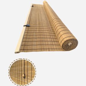 Cortinas enrollables de bambú hechas a mano naturales personalizadas, cortinas de ventana de sombreado fuerte para exteriores, hogar, oficina, dormitorio, Cortina de Bambú - Product Image 1