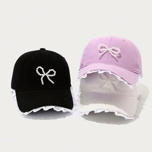 Casquettes de baseball pour femmes, sportives, neuves, à visière en dentelle, avec nœud en perles, à dessus souple - Product Image 2