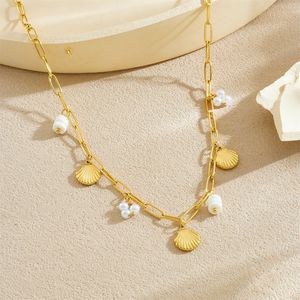 Gold Plated Charm <b>Necklace</b> With Heart Flower <b>Cherry</b> Pendant Seashell Bow Gift Jewelry Zinc Alloy Fashion Pendants - Product Image 3