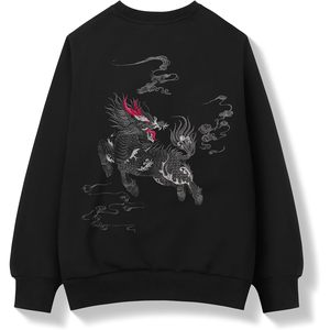 เสื้อสเวตเชิ้ตคอกลมปักลายมังกรสำหรับผู้ชาย FOXA ทรงปกติ ผ้าถัก - Product Image 1