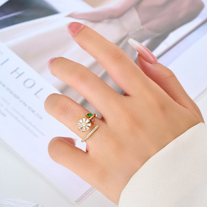 Flower <b>Open</b> <b>Ring</b> Micro Pave Adjustable Index Finger <b>Ring</b> Gift Jewelry - Product Image 2