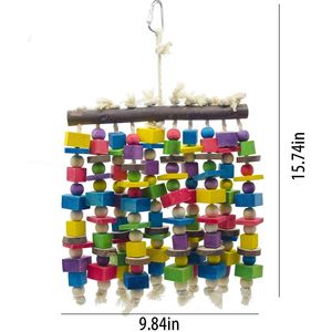 Premium multicolore blocchi di legno naturale grande uccello pappagallo masticazione e strappo giocattoli per Ara uccelli giocattoli - Product Image 2
