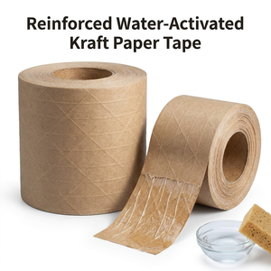 Sustainable Heavy-Duty Carton Sealing Tape, Reinforced Water-Activated Kraft Paper Tape for Warehouse Shipping, Secure <b>Packaging</b> - Product Image 1