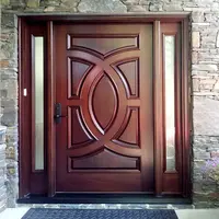ठोस लकड़ी के दरवाजे नक्काशी के साथ घर के लिए कारीगरी कस्टम डिजाइन मुख्य दरवाजा