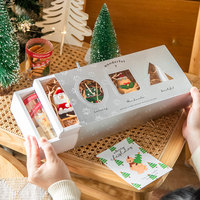 Pot de cuisson en carton de poche givré de Noël pour emballage de biscuits et de bonbons Boîte d'emballage de pot de Macaron de flocon de neige Nougat