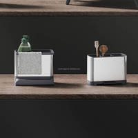 WIREKING Égouttoir à éponges et ustensiles en acier inoxydable, support de comptoir auto-drainant pour évier avec porte-brosse