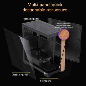Lovingcool Full View <span class=keywords><strong>Gaming</strong></span> Case per <span class=keywords><strong>Computer</strong></span> e torri in vetro temperato <span class=keywords><strong>Gaming</strong></span> ATX custodia per PC con pannello in legno - Product Image 6
